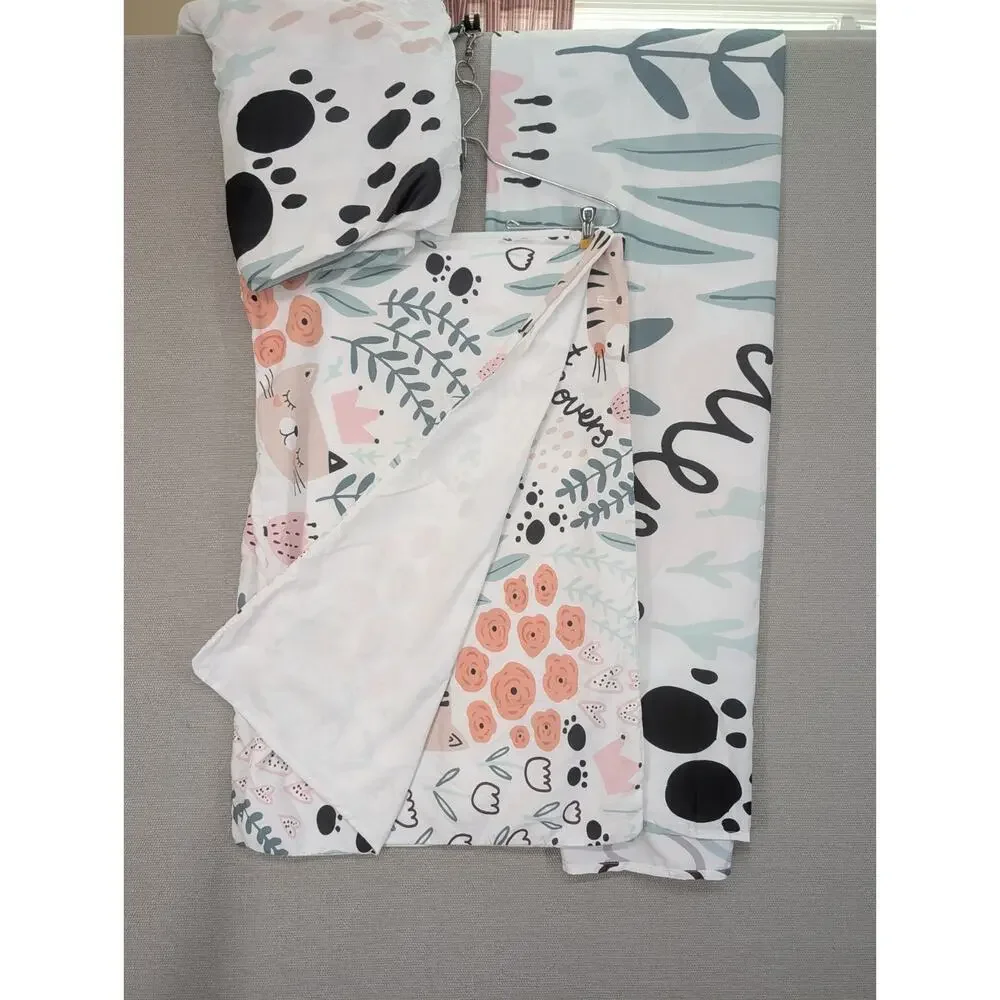 Cute Twin Sheet Set Cats Flowers Cat Lover
